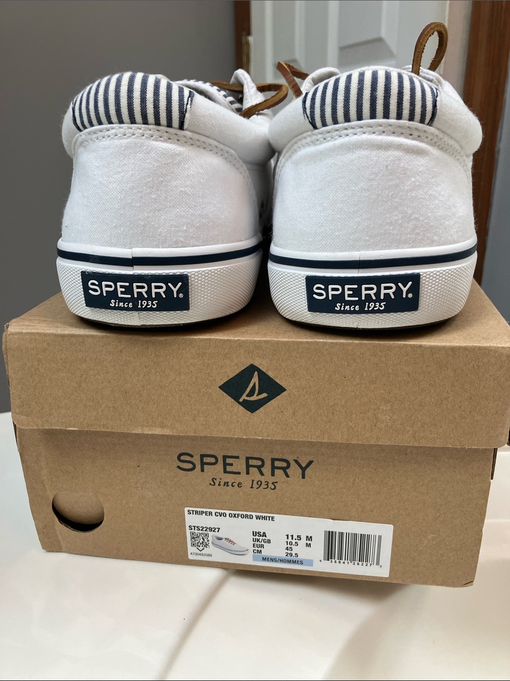 Men's Sperry White Canvas Sneakers Size 11.5 Medium Brand New (Retail $85) - Picture 6 of 7